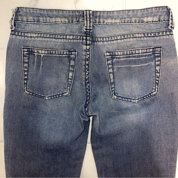 Forever 21 Jeans 26 Slim Low Rise Stonewash Skinny Denim Frayed Pockets Whiskers - Picture 12 of 15